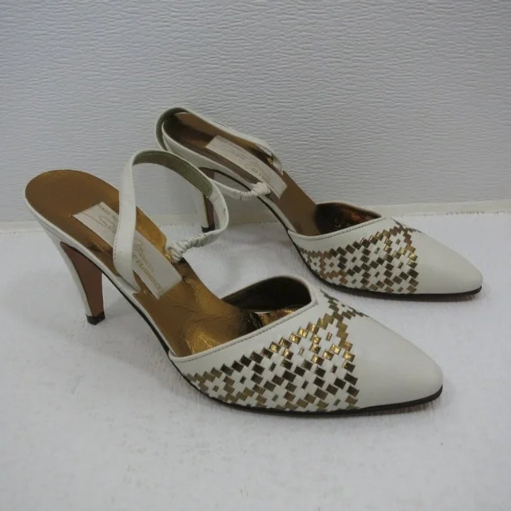 Sesto Meucci Leather Weaved Slingback Pumps Women's Heels Footwear Sz 7.5 N - Picture 7 of 8